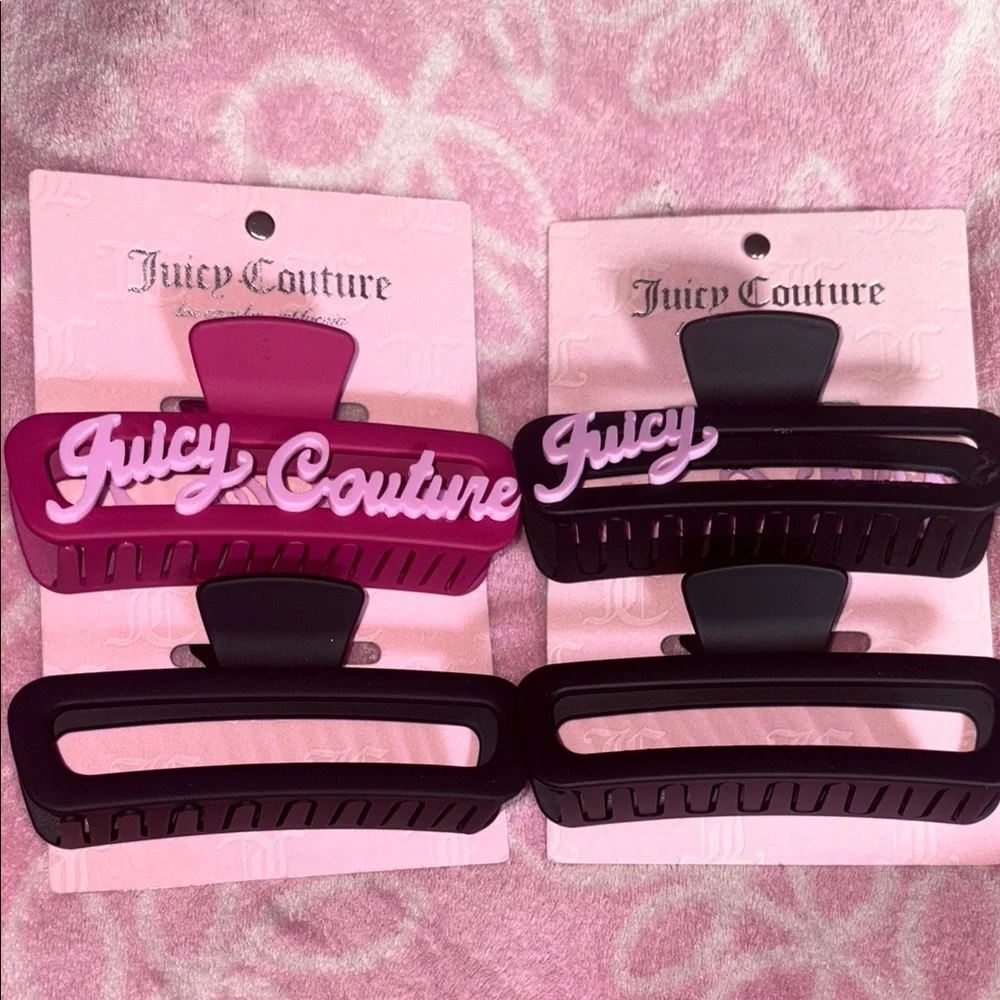 Juicy Couture Pink and Black Hair Clips Set - Picture 1 of 5